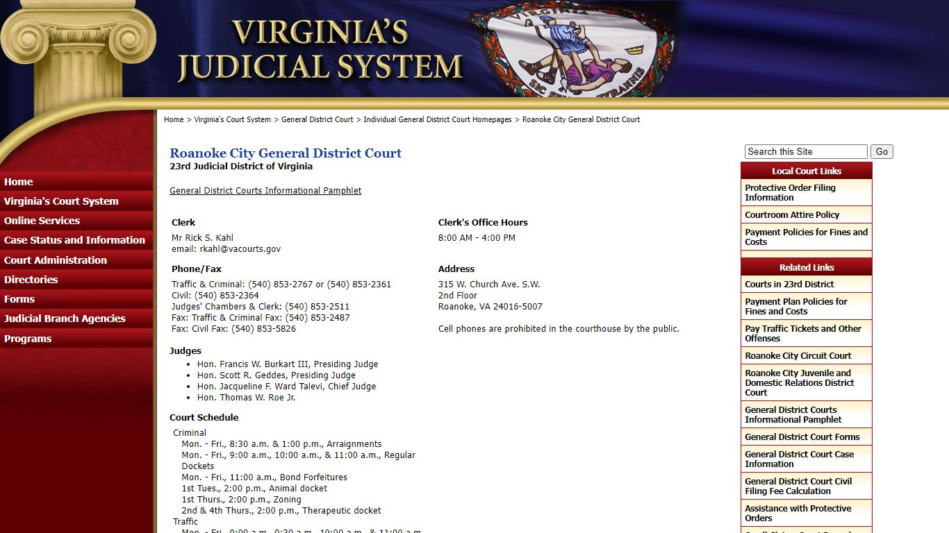 Roanoke City General District Court - courts.state.va.us